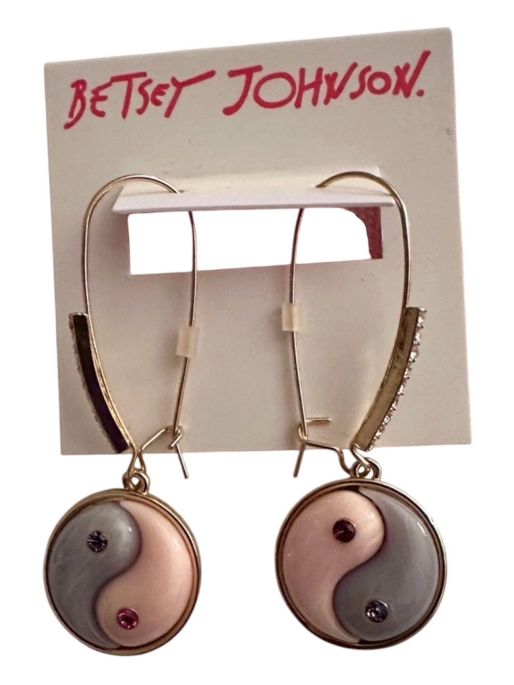 Betsey Johnson Enchanted Yin Yang Drop Earrings Pink Purple NWT - Picture 4 of 14